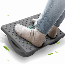 Ergonomic Under Desk Foot Rest Rocking Footstool with Roller Massager Gray