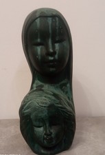 A18 Vtg Scultura Madre E Figlio, Mother And Child, Firmato Enzo Biso, Ceramica