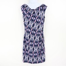Ann Taylor Dress Womens Size S Blue Geometric Rayon Blend Sleeveless Knee