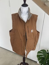 Carhartt Mens Loose Fit Sherpa-Lined Mock Neck Vest Brown 104277 Size M Regular