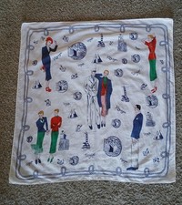 Voyage Nautical Scarf Womens Square White Sailor Print Rope Border Retro