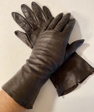 Vintage Sz 6.5 Grandoe Chocolate Brown Leather UnLined Gloves-Great Condition