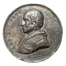 [NC] LEONE XIII MEDAGLIA UFFICIALE ANNO I 1878  ARGENTO COLPI SUI BORDI (nc583c)