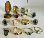 Vintage Bulk Lot Of Cocktail Gemstone Rings Costume Fashion Jewellery