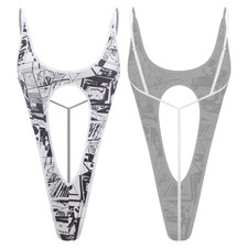Womens Sleeveless Hollow Out Monokini Printed High Cut Bodysuit Thongs Swimsuits
