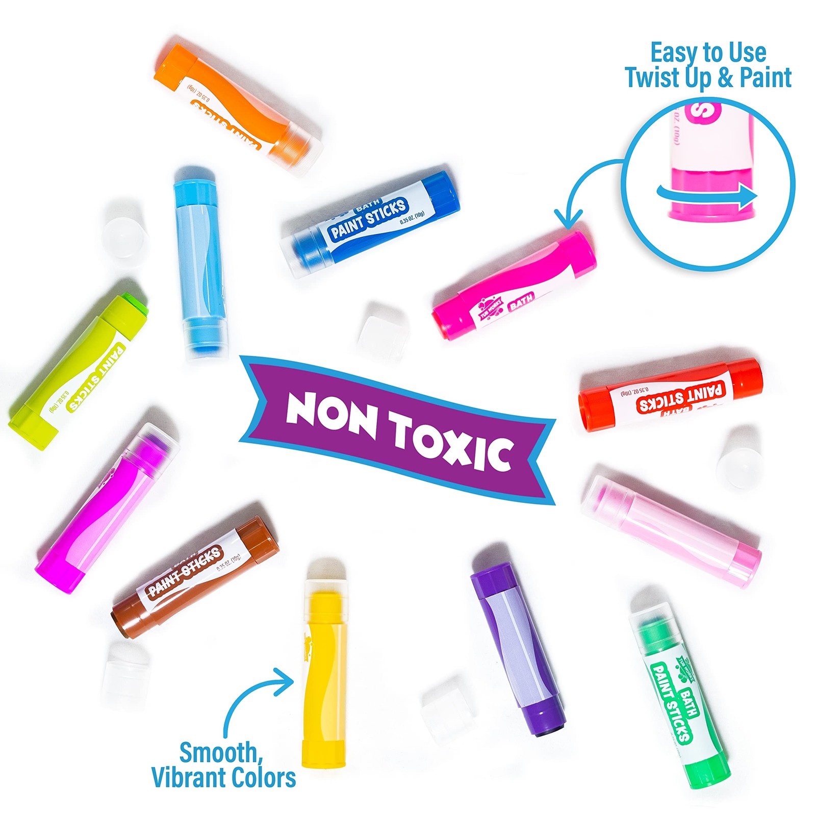 ® Bath Paint Sticks™ Bath Toy, 12 Count | Nontoxic, Washable Bathtub Paint fo...