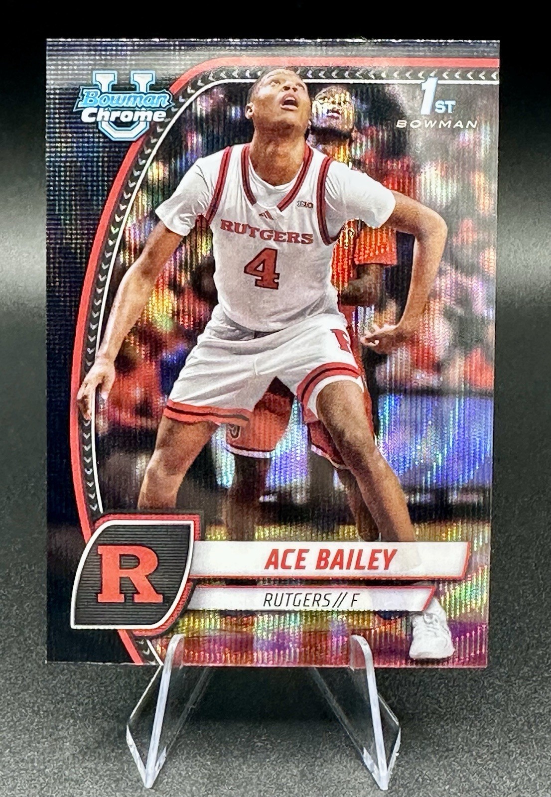 2024-25 Bowman Chrome U ACE BAILEY Black Wave 1st Bowman #1 - Rutgers / Jazz
