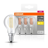 3 X Osram Led Filament Leuchtmittel Tropfen 4W = 40W E14 Klar Warmweiß 2700K