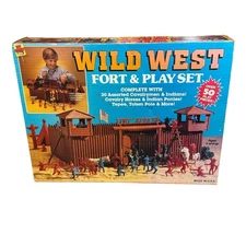 Wild West Fort & Play Set Fort Apache 50+ Pieces Figures Horses Made in USA