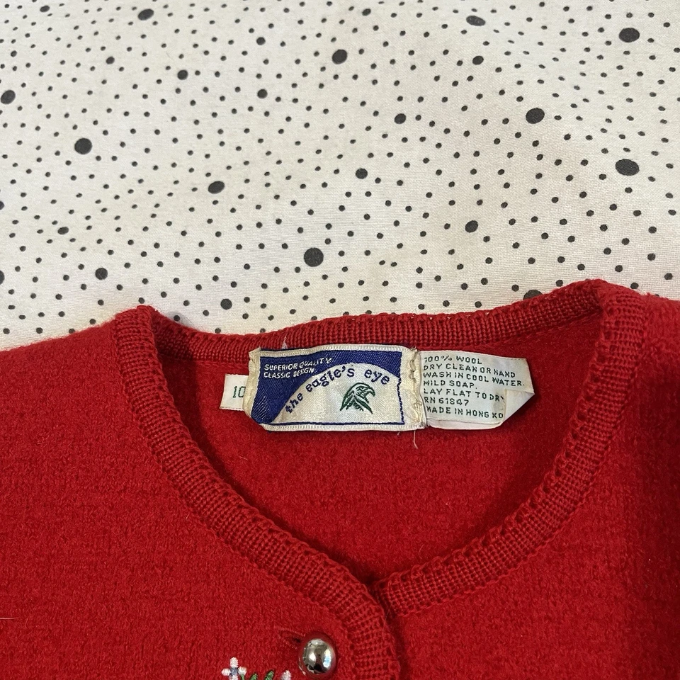 Cárdigan de lana The Eagle’s Eye vintage años 80 para mujer 10 rojo bordado floral Foto 3 de 4