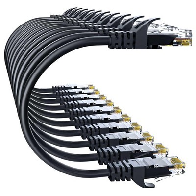 10Gsupxsel Cat 6 Ethernet Cable 3FT 10Pack, Cat6 Patch 3FT, Black 