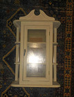 White Wall Mounted Wood & Glass Cabinet, 1 Glass Door, 2 Shelves, 20x14x5" — photo 1