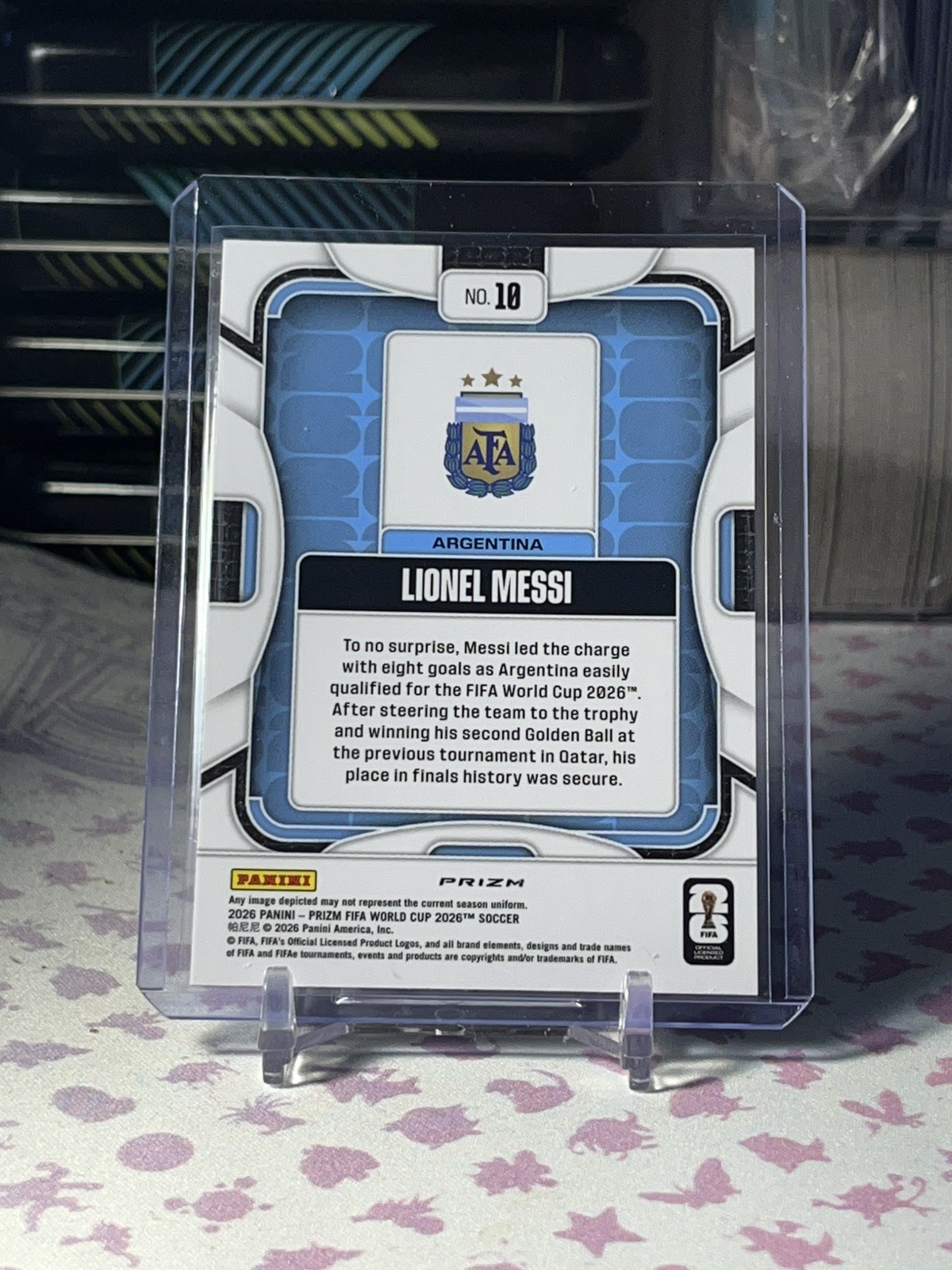 2026 Panini Prizm World Cup Lionel Messi #10 Wave Argentina GOAT MVP view 2
