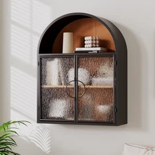 Wall-Mounted Bathroom Cabinet Fully Assembled Medicine Organizer Rippled Glass