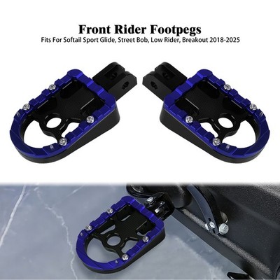 Blue Front MX Style Foot Peg Pedals For Harley Softail Sport Glide Breakout 18+