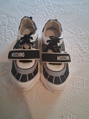 MOSCHINO Black/White  Teddy  Run Low Top Lace Up Sneakers, Women Sz 6.5/7  40 Uk
