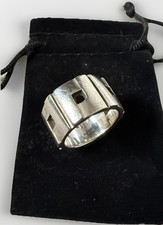 Y2K GUCCI Geometric 925 Sterling Silver Ring 18mm Made in Italy 100% Authentic