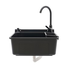 Wall-Mounted Black Bathroom Sink, Modern Rectangular Utility Sink