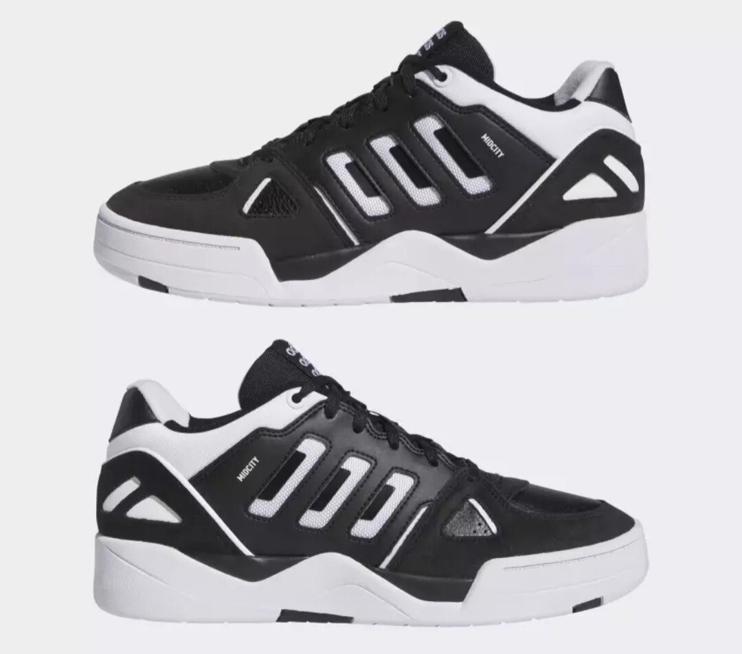 US 12 Adidas Mens White Black Retro Lifestyle Classic Cloud Foam NIB Midcity Low