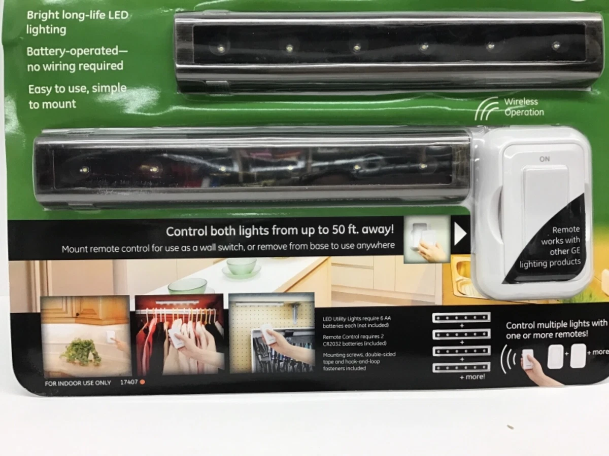 GE Wireless Remote Control LED Light Bars 2 Pack Bright White Light New
