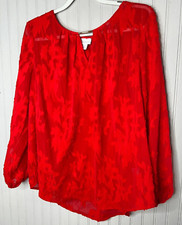 Liz Claiborne Women CAMI  TOP XL Red Overlay Floral Gold Detail V-Neck  NEW