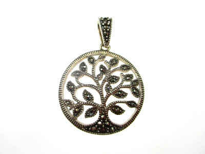 Baum des Lebens Anhänger 925 Silber Markasit silver pendant Tree of Life Tribal