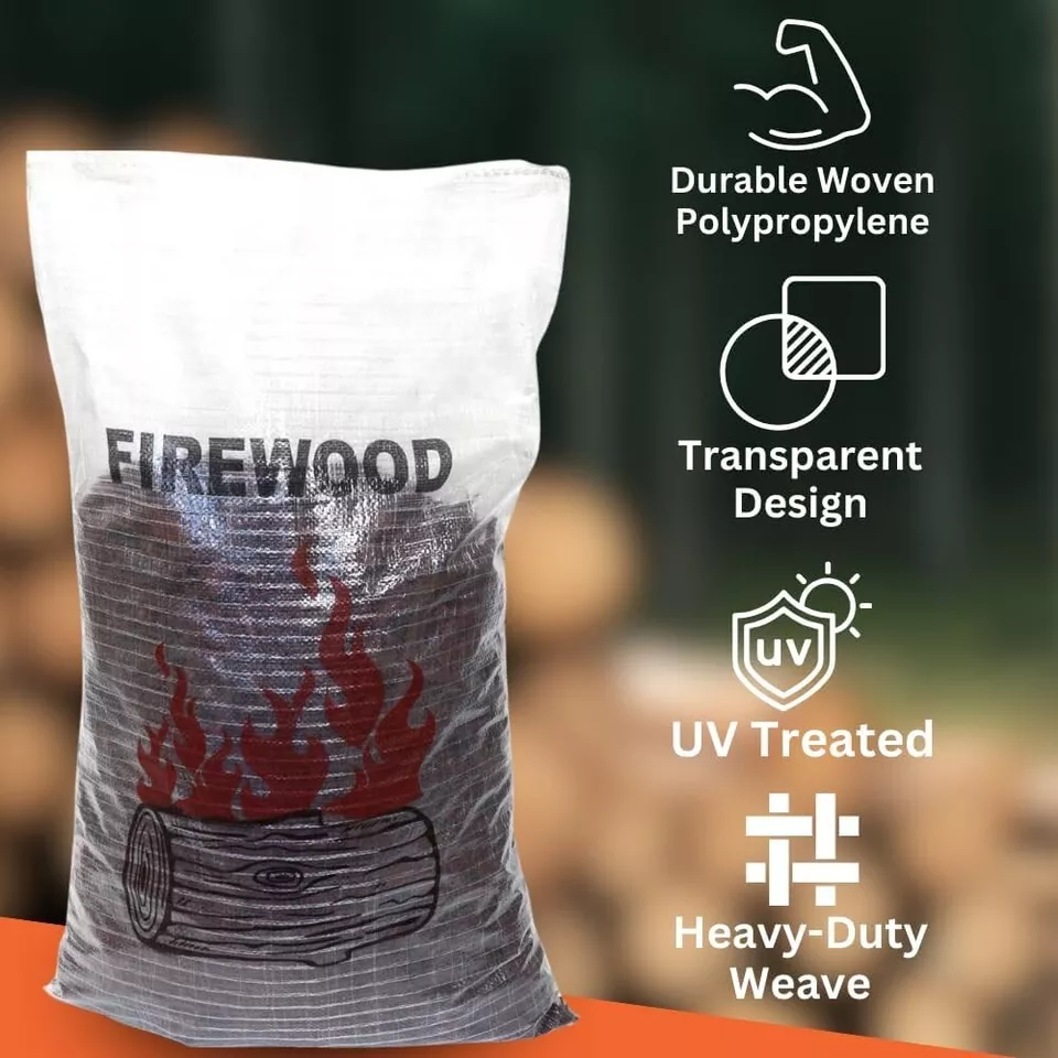 Woven Polypropylene Printed Transparent Firewood Bags | 56 x 91 cm | Ideal for 2 - image 2 of 4