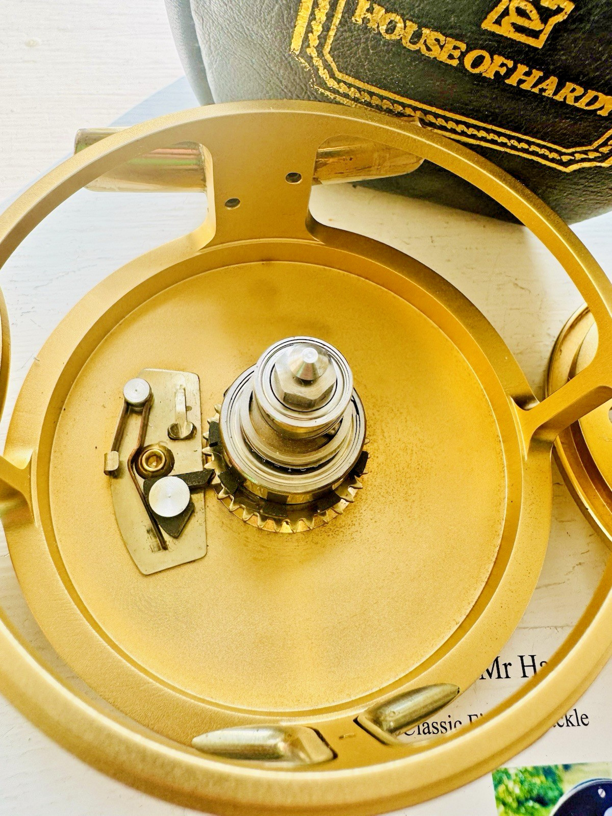 Vintage Hardy Gold Sovereign 8/9 Fly Reel with Spool Floating Line & Case