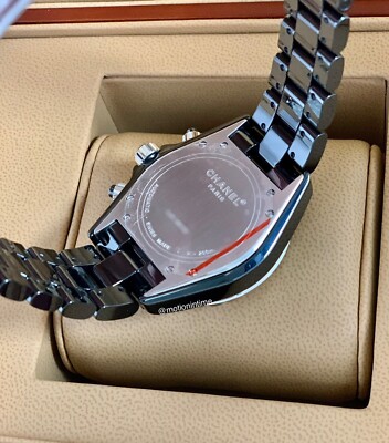 Chanel J12 Chronograph 41mm, Black Dial, Diamond Bezel - Black