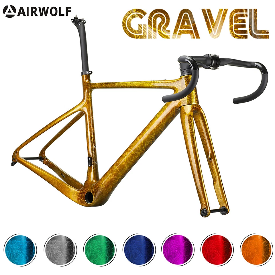 Gravel T1100 Carbon Frame Road Bike Frameset Crystal 700*40C Disc Brake