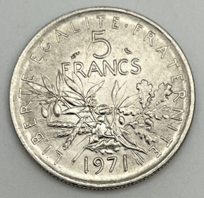 1971 France 5 Francs BU UNC Uncirculated KM#926a.1 Nickel 1971 France 5 Francs BU UNC Uncirculated KM#926a.1 Nickel