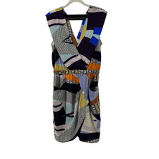 Donna Morgan Dress Geometric Sleeveless Plunging V-Neck Casual Mixed Media 6