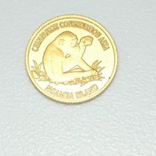 1999 bank of Uganda gold 1000 shillings coin Chimpanzee Ngamba Island