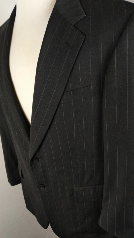 Chaqueta Abrigo Deportivo Hilton Superior 100s Talla 42R Carbón Pin Rayas 100% Lana B31 Foto 2 de 4