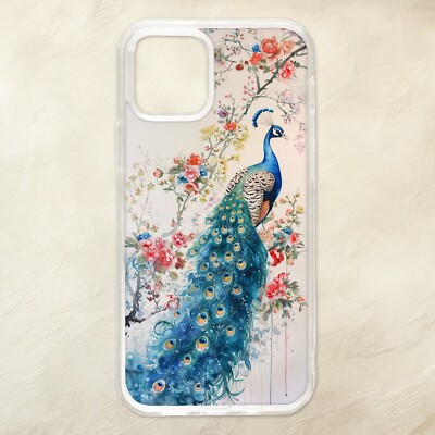 Handyhülle Pfau weiß schwarz Blumen Shabby Chic hell bunt Vogel Samsung