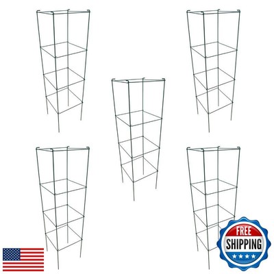 MTB Green Square Folding Tomato Cage Plant Support Tower 12 inch by 46 inch, 