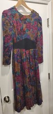 Vintage Jessica Howard Floral  purple pink black Long Sleeve Dress  6 MEDIUM