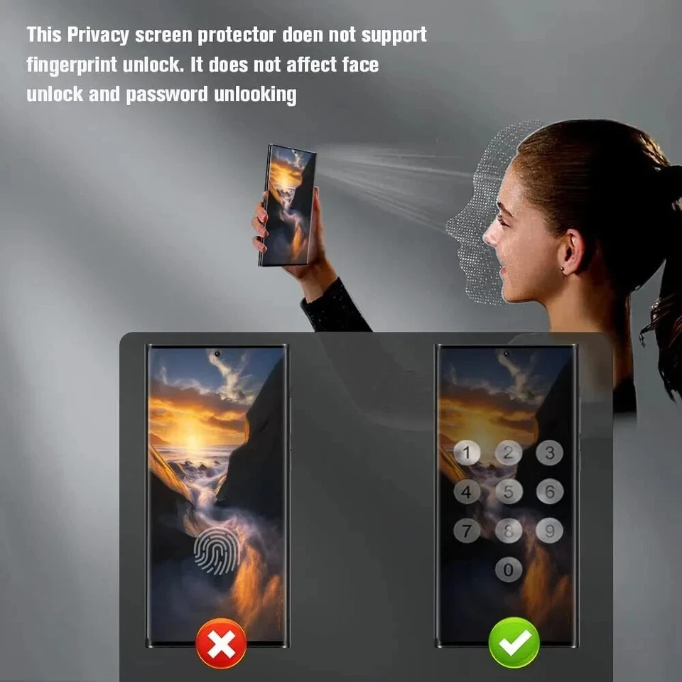 Protector de pantalla de vidrio templado antiespía privacidad para teléfono Asus ROG 9 FE 8 7 Pro Foto 2 de 4
