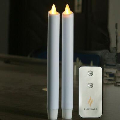 2PCS Luminara Battery Operated Flicker LED Taper Candles with Remote for Home 8''