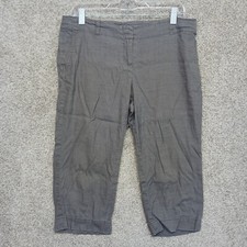 J Jill Pants Womens 12 Gray Petite Stretch Linen Woven Flat Front Wide Leg Relax