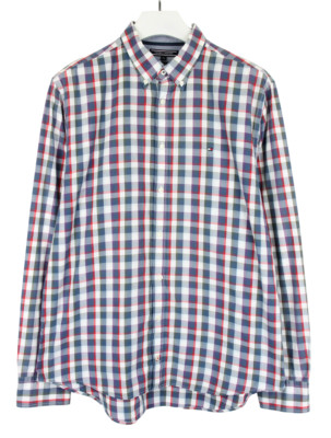 Tommy Hilfiger New York Fit Shirt Mens XL Plaid Pattern Button Collar