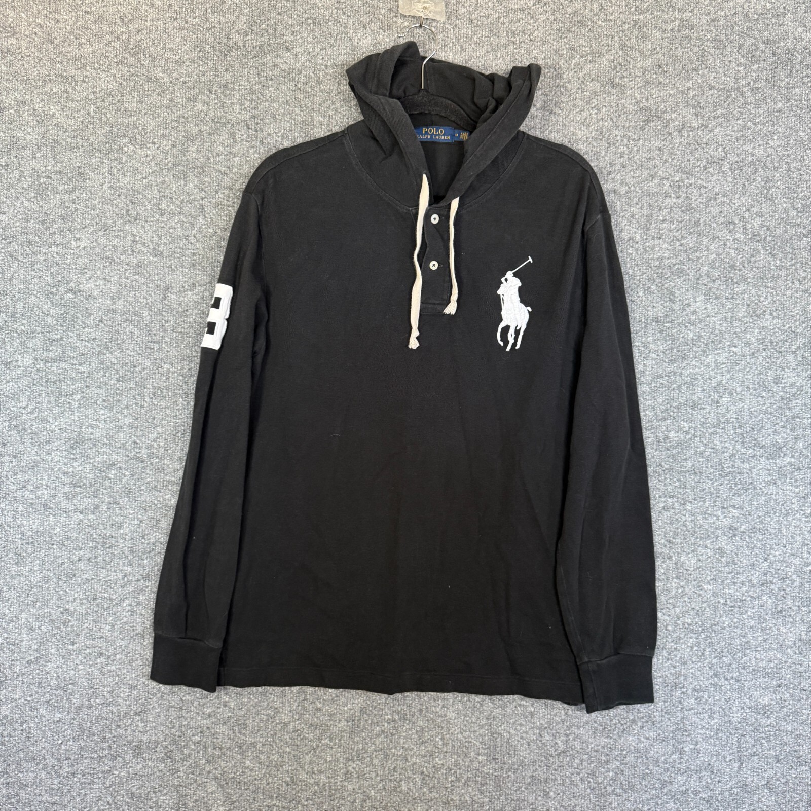 Polo Ralph Lauren maglione uomo medio nero felpa 1 4 bottoni pullover pony