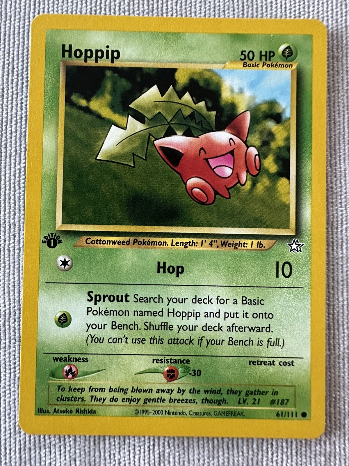 2000 Near Mint NM Pokemon Non Holo Hoppip 61/111 Neo Genesis 1st Edition