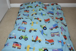 Children's sleeping bag, vehicles, 61"x24", GOOD condition