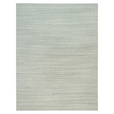 9'1" x 12' Alabaster White Hand Loomed Undyed 100% Wool Modern Design Rug R90126