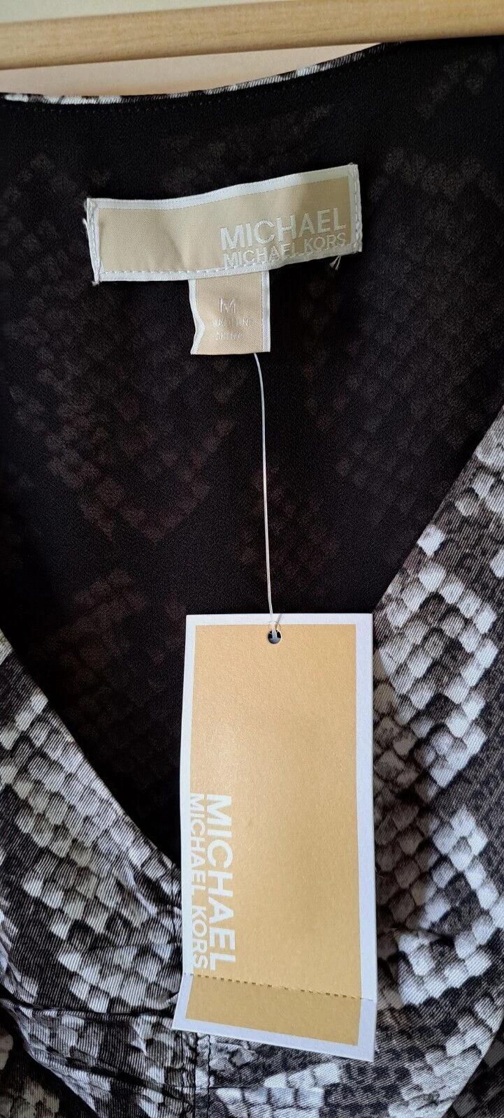 Abito Midi donna Michael Kors stampa pelle di serpente a pieghe medio nuovo con etichette