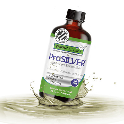 ProSILVER Ionic Colloidal Silver 20 PPM Liquid 32oz Glass Bottle by Thrival Labs
