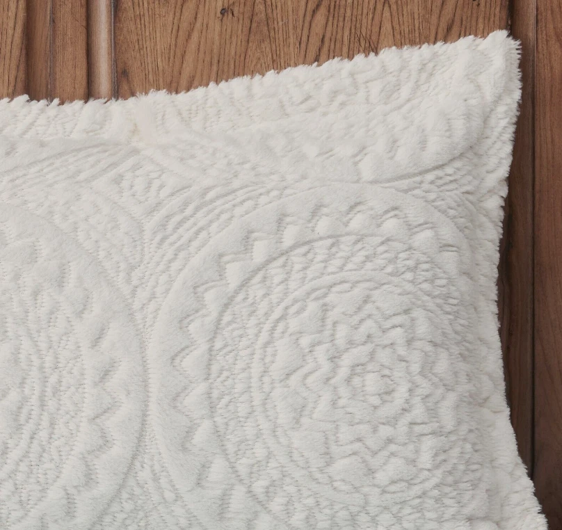 Madison Park Arya Embroidered Faux Fur Plush Comforter Set - Full Queen White - Image 4 of 4