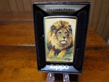 LINDA PICKEN LION ZIPPO LIGHTER MINT IN BOX
