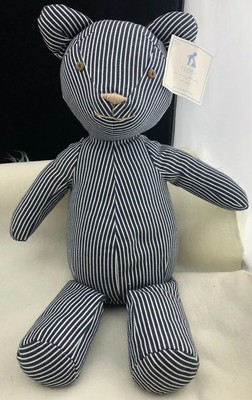 Pottery Barn Kids Denim Boys Nursery Decor Pinstripe Teddy Bear